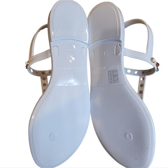 Stuart Weitzman Sawyer Charm Jelly Sandals White 8 - Picture 9 of 11
